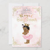 Pink Princess Sparkle Ethnic Dark Skin Baby Shower Invitation (Back)