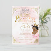 Pink Princess Sparkle Ethnic Dark Skin Baby Shower Invitation (Standing Front)