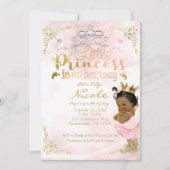 Pink Princess Sparkle Ethnic Dark Skin Baby Shower Invitation (Front)