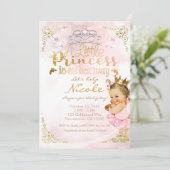 Pink Princess Sparkle Tutu & Crown Baby Shower Invitation (Standing Front)