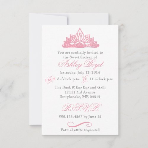 Pink Princess Sweet Sixteen Invitation
