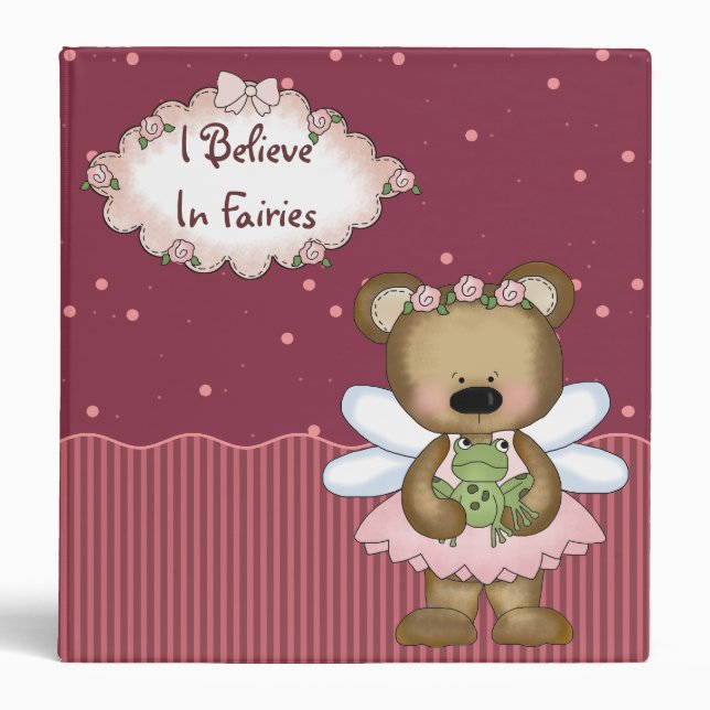 Pink Princess Teddy Bear Binder (Front)