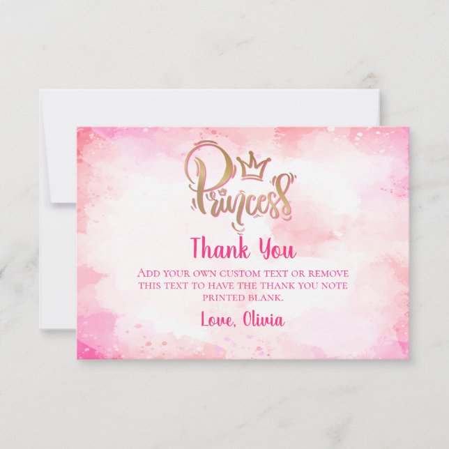 Pink Princess Thank You Cards (Front)