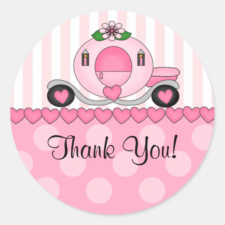 Pink Princess Thank You Sticker | Zazzle