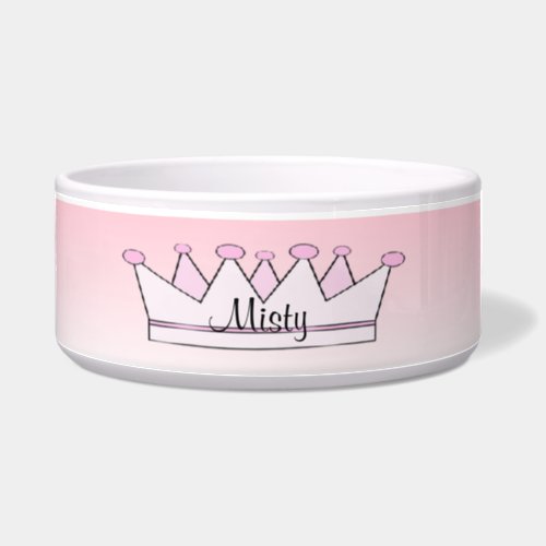 Pink Princess Tiara Crown Dog Bowl