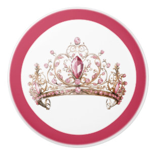 Pink Princess Tiara Girly Ceramic Knob