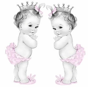 Pink Princess Twin Girl Baby Shower Cutout