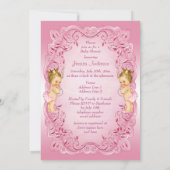 Pink Princess Twins with Pearls Baby Shower Invitation (Back)