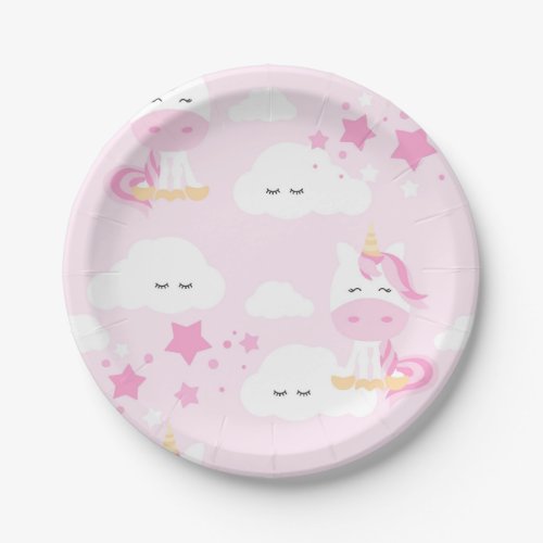 Pink Princess  Unicorn Party Plates