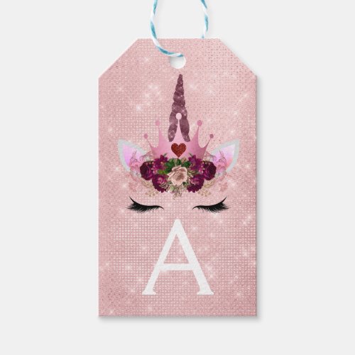 Pink Princess Unicorn Rose Gold Blush Pink Glitter Gift Tags