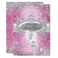 Pink Princess Winter Wonderland Baby Shower Invite
