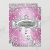 Pink Princess Winter Wonderland Baby Shower Invite