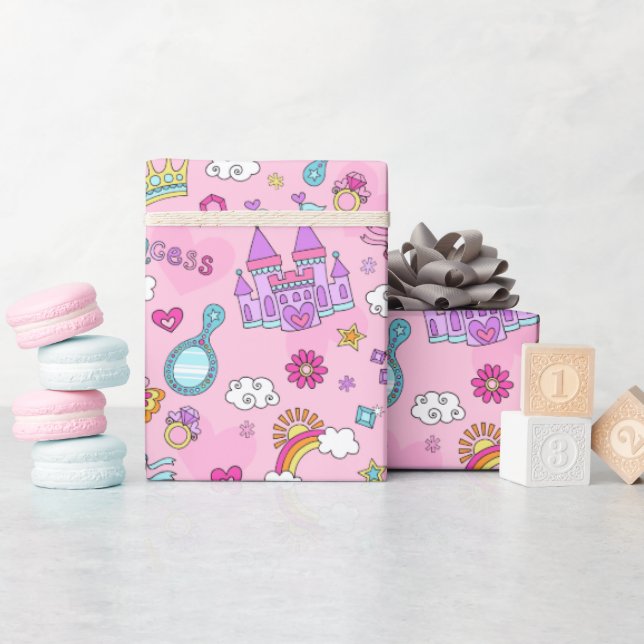 Pink Princess Wrapping Paper, 30" x 6' Paper (Baby Shower)