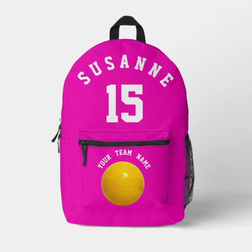 pink Print Cut Sew soccer sport Girls Fuchsia  Printed Backpack
