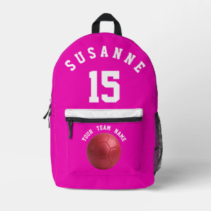 Pink Print Cut Sew soccer sport Girls pink school Printed Backpack
