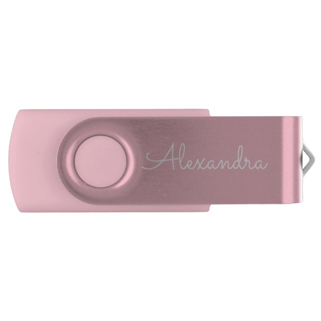 Pink Print Monogram USB Thumb Drive (Front)