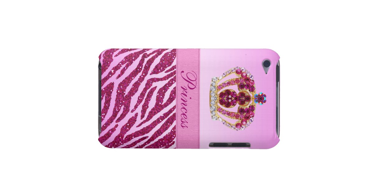 Pink Printed Princess Crown & Zebra Glitter Case-Mate iPod Touch Case ...