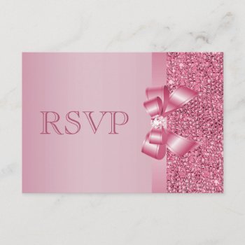 Pink Printed Sequins Bow & Diamond Rsvp by AJ_Graphics at Zazzle