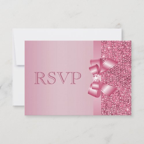 Pink Printed Sequins Bow  Diamond RSVP
