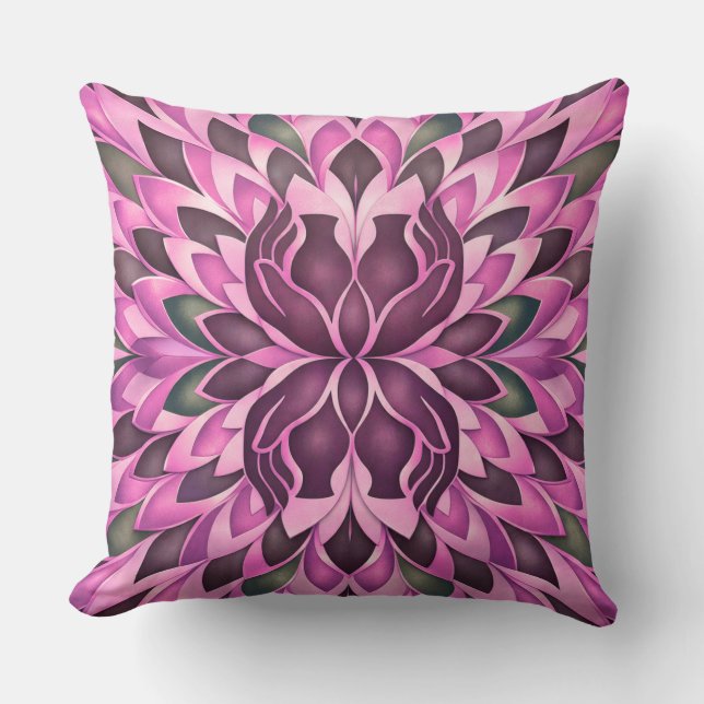 Pink Prism Bloom Throw Pillow (Front)