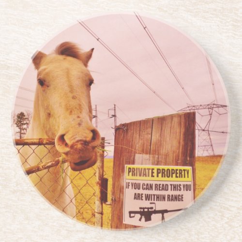 Pink Private Property Horse Coaster