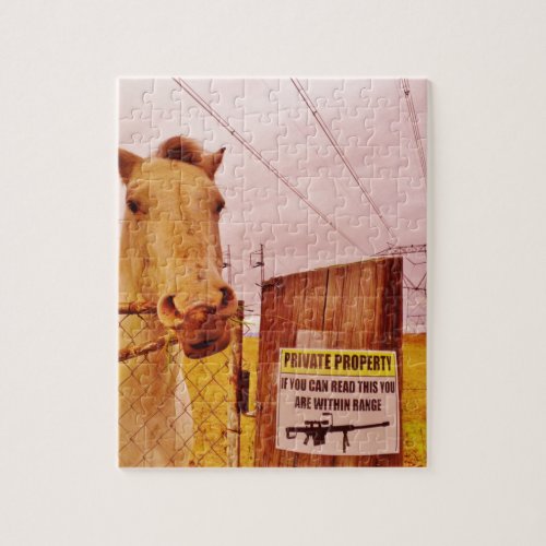 Pink Private Property Horse Jigsaw Puzzle