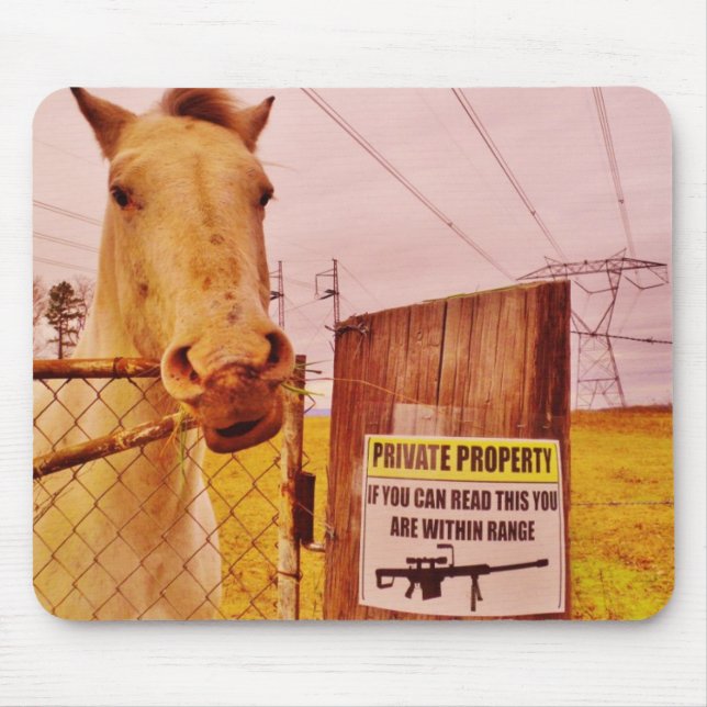 Pink Private Property Horse Mouse Pad (Front)
