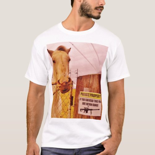 Pink Private Property Horse T_Shirt