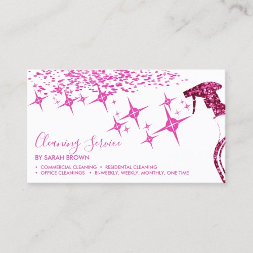 Pink Pro Maid Cleaning House Sparkling Spray Business Card