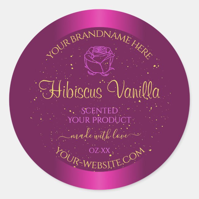 Pink Product Labels Gold Soft Glitter Rose Graphic (Front)