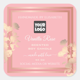 Pink Product Packaging Labels Rose Gold Frame Logo