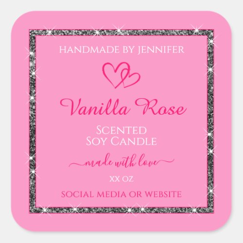 Pink Product Packaging Labels with Glitter Border