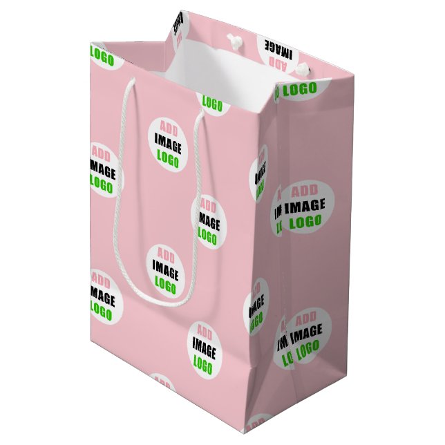 Pink Professional Editable Business Company Logo Medium Gift Bag (Front Angled)