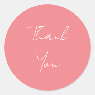 Pink Professional Handwritten Script Thank You Classic Round Sticker