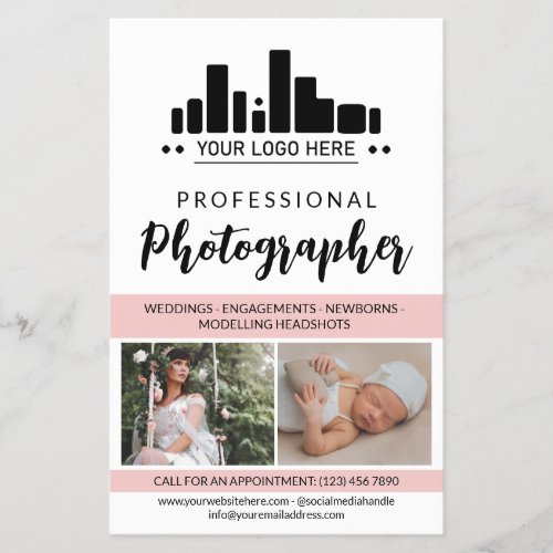 Pink Professional Photographer Your Logo Flyer