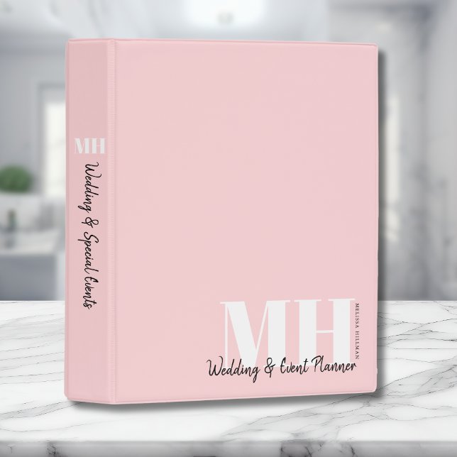 Pink Professional Simple Monogram Modern Mini Binder (Pink Professional Simple Monogram Modern Mini Binder)