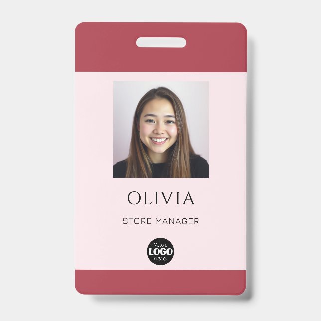 Pink Professional Small Business Photo Logo Badge (Front)