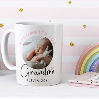 Pink Promoted To Grandma | Photo Gift Mug by EnjoyDesigning at Zazzle