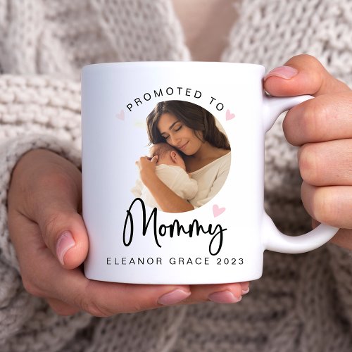 Pink Promoted to Mommy  Photo Gift Mug