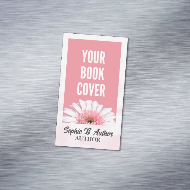 Pink Promotional Author Book Cover Placeholder Business Card Magnet (In Situ)
