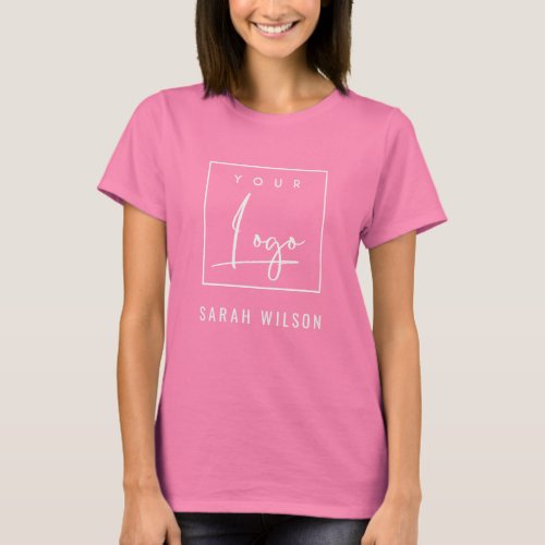 Pink Promotional Business Add Your Logo With Name T_Shirt