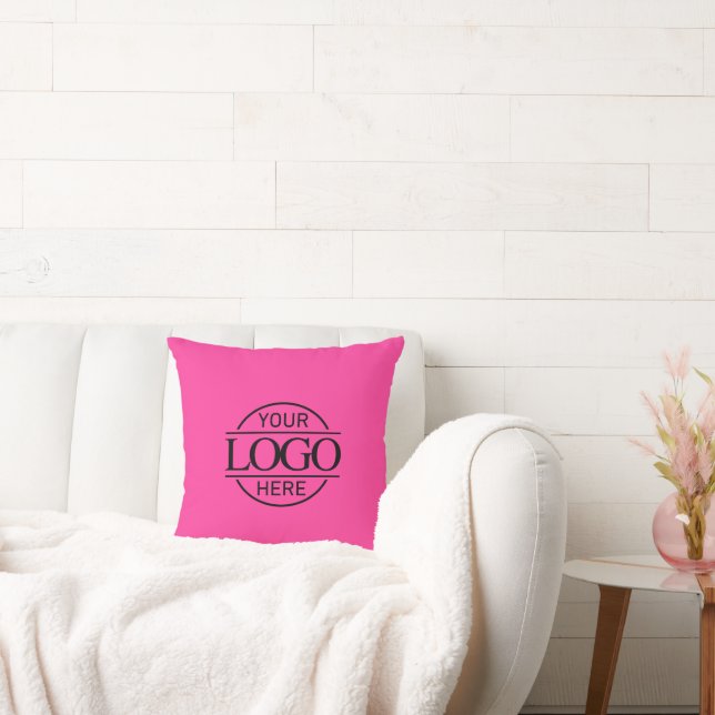 Pink Promotional Elegant Company Business Logo Throw Pillow (Couch)