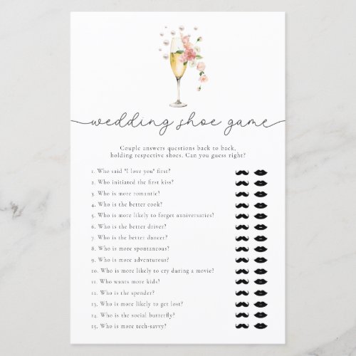 Pink Prosecco Wedding Shoe Bridal Shower Game
