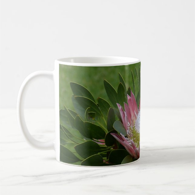 Pink Protea Flower Coffee Mug (Left)