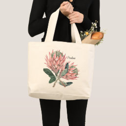 Pink Protea Flower  Large Tote Bag
