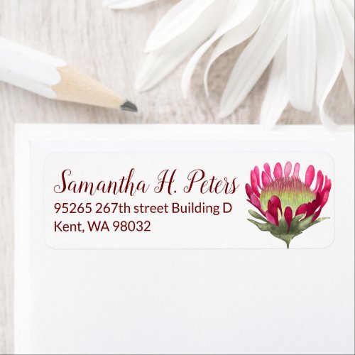 Pink Protea Flower Return Address Label Sheet