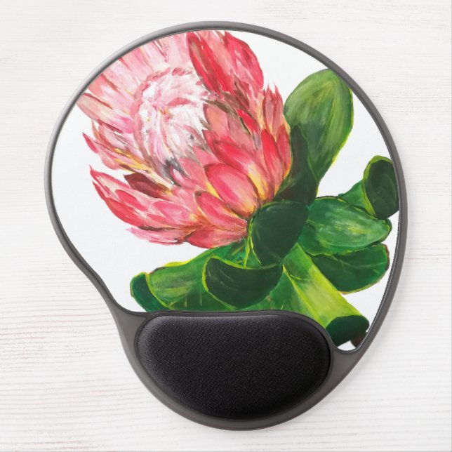 Pink protea king protea flower tropical africa gel mouse pad (Front)