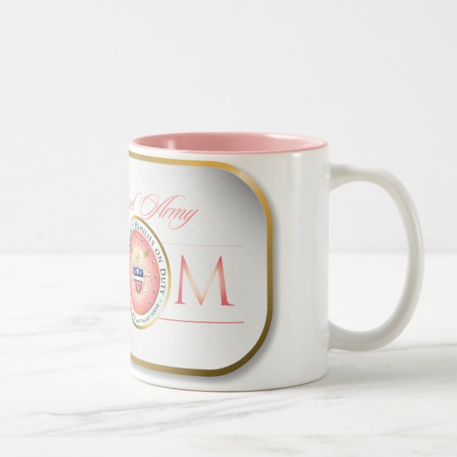 Pink Proud Army Mom Two-Tone Coffee Mug (Right)