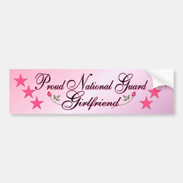Pink & Proud National Guard Girlfriend Bumper Sticker (Front)