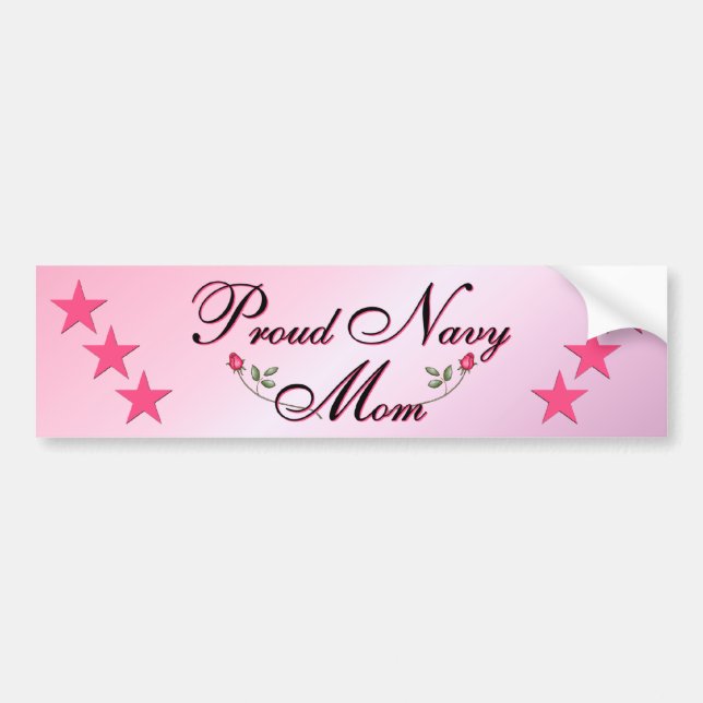 Pink & Proud Navy Mom Bumper Sticker (Front)